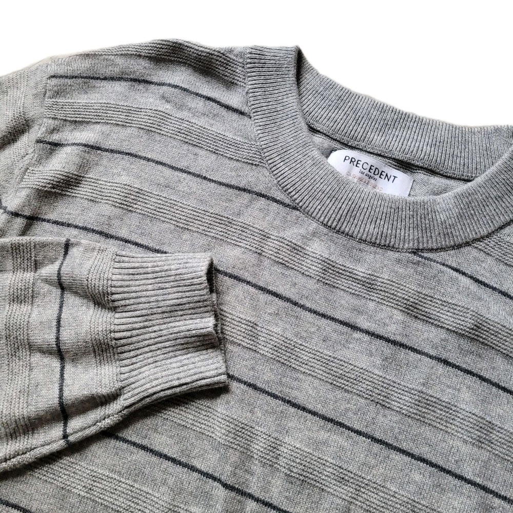 Precedent Los Angeles Gray Striped Cashmere Blend Sweater - Men's Size M